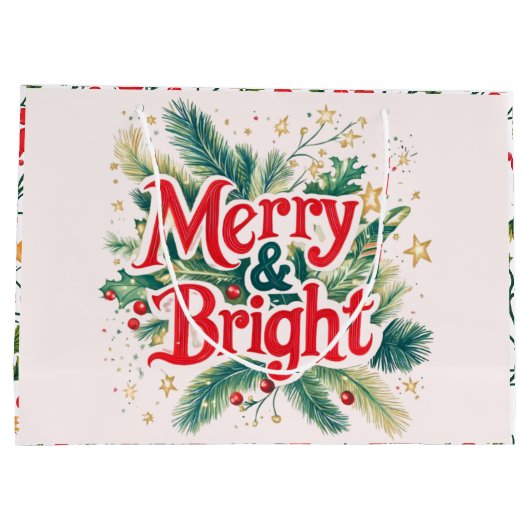 Vrolijk en helder rood witte kerst groot cadeauzakje (Achterkant)