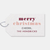 Vrolijk en helder Roos Gold en Wine Red Holiday Cadeaulabel (Achterkant Horizontaal)