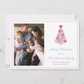 Vrolijk en helder roze Blauwgroen vrolijke kerstfo Feestdagenkaart (Voorkant)