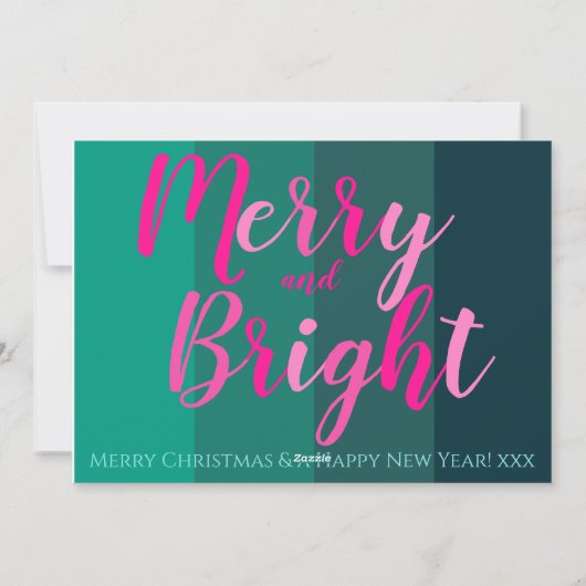 Vrolijk en helder roze en groen Kerstmis Feestdagenkaart (Achterkant)