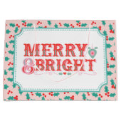 Vrolijk en helder | Roze en rode Holly Groot Cadeauzakje (Voorkant)