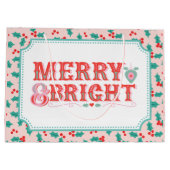 Vrolijk en helder | Roze en rode Holly Groot Cadeauzakje (Achterkant)