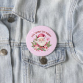 Vrolijk en helder - Roze Kerstman Ronde Button 7,6 Cm (In situ)