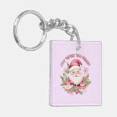 Vrolijk en helder - Roze Kerstman Sleutelhanger (Voorkant Links)