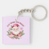 Vrolijk en helder - Roze Kerstman Sleutelhanger (Achterkant)