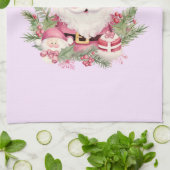 Vrolijk en helder - Roze Kerstman Theedoek (Gevouwen)