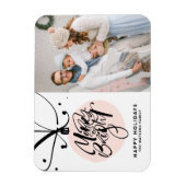 Vrolijk en helder roze Ornament kerstfoto Magneet (Verticaal)