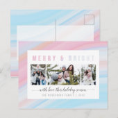 Vrolijk en helder roze pastel vakantie fotocollage briefkaart (Voorkant / Achterkant)