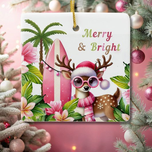 Vrolijk en helder roze tropisch Ornament