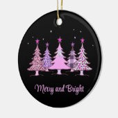 Vrolijk en helder roze Xmas Tree Black Ornament (Links)