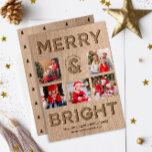 Vrolijk en helder rustiek foto Kerstmis Feestdagenkaart<br><div class="desc">Stralen vakantie juichen met onze Merry and Bright Rustic Photo Christmas Holiday Kaart. Elke letter heeft een charmante houtgegraveerde stijl (faux), waardoor het ontwerp nostalgische warmte krijgt. Deel uw dierbare gezinsmomenten met een casual collage van meerdere foto's, waarbij u de essentie van een 'jaar in de review' vastlegt. Deze gepersonaliseerde...</div>