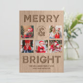 Vrolijk en helder rustiek foto Kerstmis Feestdagenkaart (Staand voorkant)