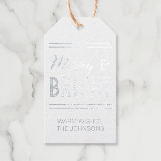 Vrolijk en helder rustiek Kraft en zilver Cadeaulabels (Voorkant)