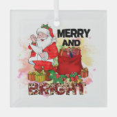 Vrolijk en helder Santa Sack Gifts Tree Glas Ornament (Voorkant)