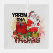 Vrolijk en helder Santa Sack Gifts Tree Glas Ornament (Achterkant)