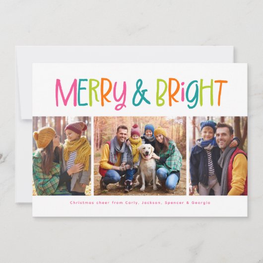 Vrolijk en helder schattig leuk kleurrijke kerst f feestdagenkaart (Voorkant)