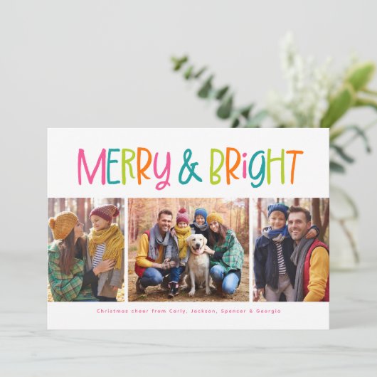 Vrolijk en helder schattig leuk kleurrijke kerst f feestdagenkaart (Staand voorkant)