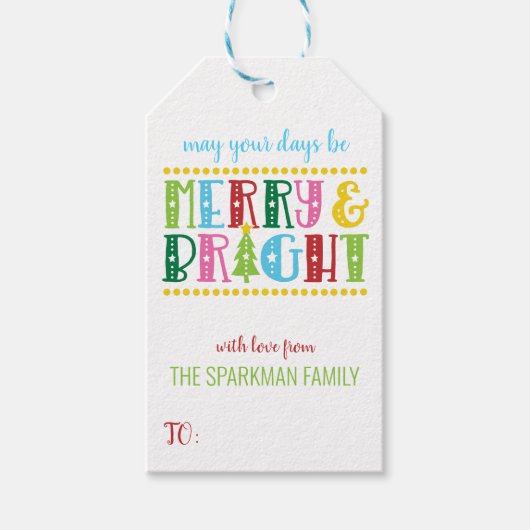 Vrolijk en helder Schattige kleurrijke familie ker Cadeaulabel (Voorkant)