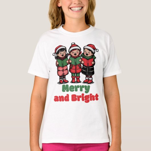 Vrolijk en helder, Schattigee kerst Kinderen T-shirt (Voorkant)