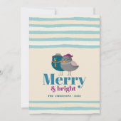 Vrolijk en helder Schattigee wintervogels kerst Feestdagenkaart (Voorkant)