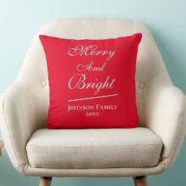 Vrolijk en helder script Chic Red Christmas Kussen