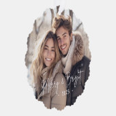 Vrolijk en helder script foto licht groen ornament kaart (Rechts)