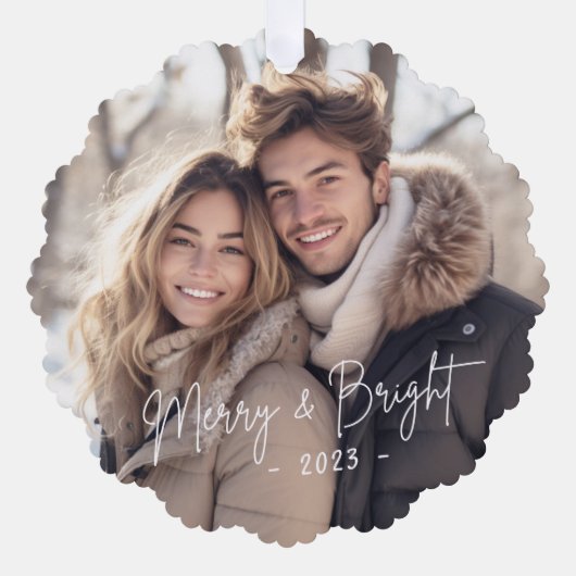 Vrolijk en helder script foto licht groen ornament kaart (Voorkant)