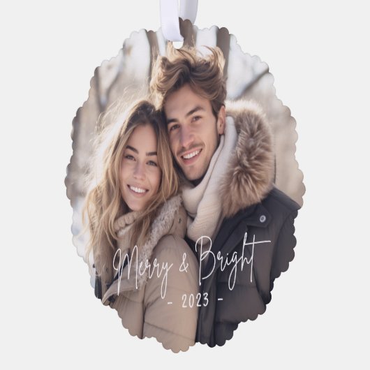 Vrolijk en helder script foto licht groen ornament kaart (Links)