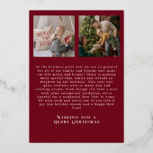 Vrolijk en helder script Kerstfoto Folie Feestdagenkaart (Achterkant)