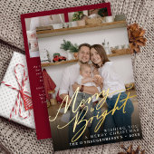 Vrolijk en helder script Kerstfoto Folie Feestdagenkaart