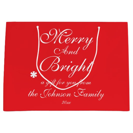 Vrolijk en helder script naam Chic Red Christmas Groot Cadeauzakje (Voorkant)