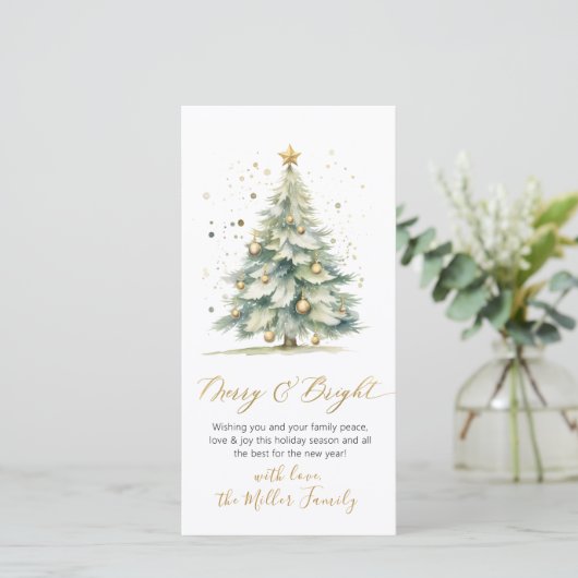 Vrolijk en helder script niet-foto kerstboom feestdagenkaart (Staand voorkant)