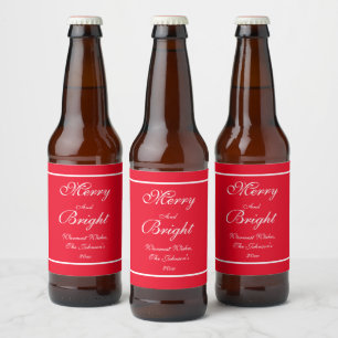 Vrolijk en helder script rustieke rode kerst bier etiket
