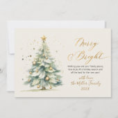 Vrolijk en helder script Waterverf kerstboom Feestdagenkaart (Voorkant)