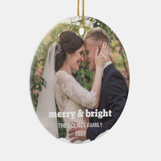 Vrolijk en helder | Smart Christmas Couple Foto Keramisch Ornament (Rechts)