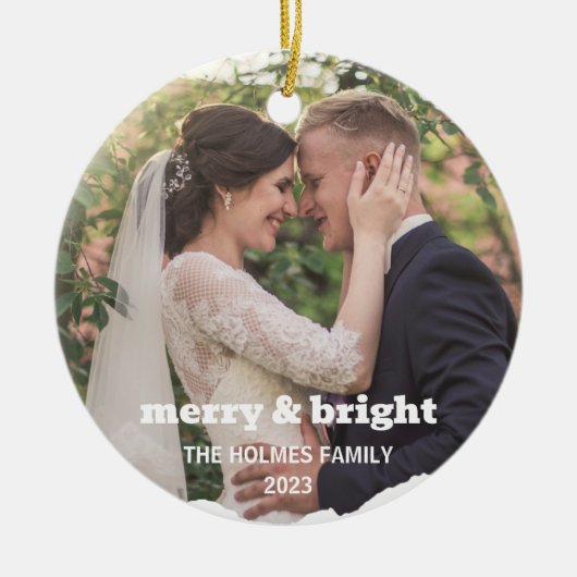 Vrolijk en helder | Smart Christmas Couple Foto Keramisch Ornament (Voorkant)