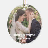 Vrolijk en helder | Smart Christmas Couple Foto Keramisch Ornament (Links)
