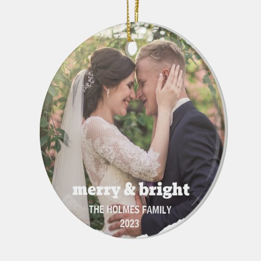 Vrolijk en helder | Smart Christmas Couple Foto Keramisch Ornament (Links)