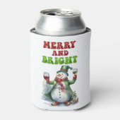 Vrolijk en helder sneeuwman blikjeskoeler (Blikje Voorkant)