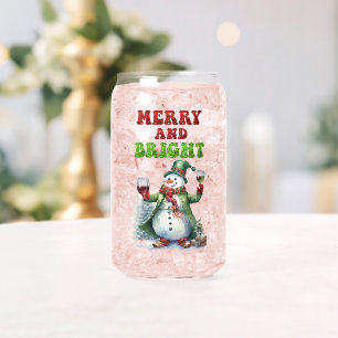 Vrolijk en helder sneeuwman blikvorm glas