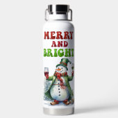 Vrolijk en helder sneeuwman waterfles (Achterkant)