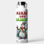 Vrolijk en helder sneeuwman waterfles (Voorkant)