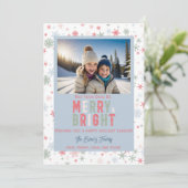 "Vrolijk en Helder" Sneeuwvlok Aangepaste Foto Feestdagenkaart (Staand voorkant)