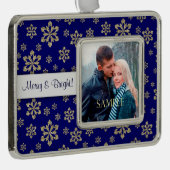 Vrolijk en helder sneeuwvlok Sjabloon Verzilverd Omlijst Ornament (Rechts)