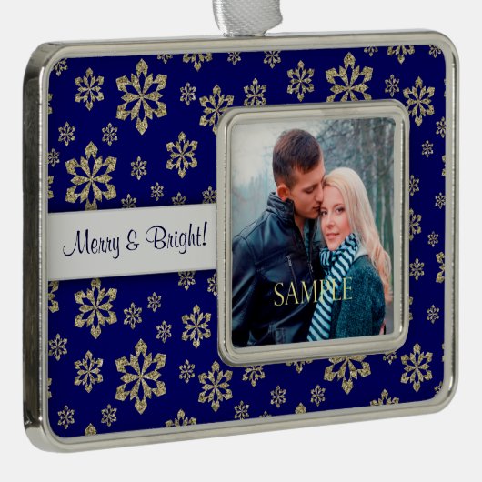 Vrolijk en helder sneeuwvlok Sjabloon Verzilverd Omlijst Ornament (Rechts)