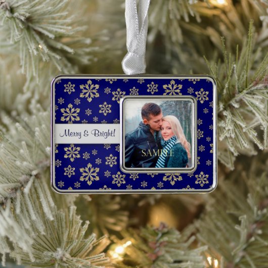 Vrolijk en helder sneeuwvlok Sjabloon Verzilverd Omlijst Ornament (Boom)