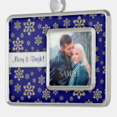 Vrolijk en helder sneeuwvlok Sjabloon Verzilverd Omlijst Ornament (Links)