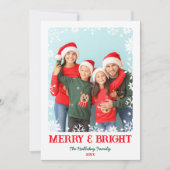 Vrolijk en helder sneeuwvlokken 1 Foto Kerstmis Feestdagenkaart (Voorkant)