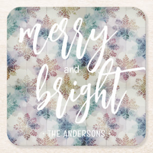 Vrolijk en helder Sneeuwvlokken Kerstmis Kartonnen Onderzetters