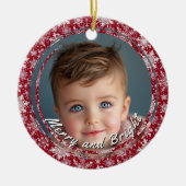 Vrolijk en helder sneeuwvlokken rood aangepaste ki keramisch ornament (Voorkant)